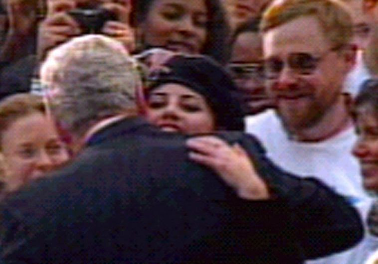 Monica Lewinsky hugs President Clinton