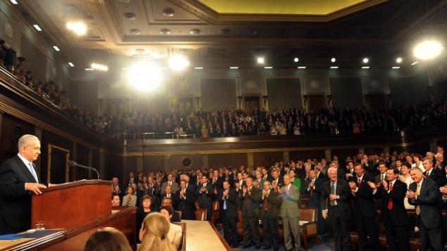 Prime Minister Benjamin Netanyahu addresses the US Congress in Washington, May 24, 2011. (photo credit: Avi Ohayon/GPO/Flash90)